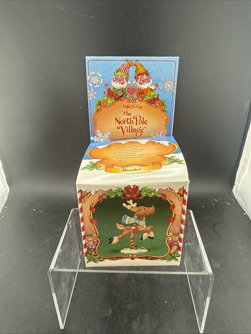 Vintage Enesco North Pole Village Donder Reindeer Figurine 1986 New Old Stock